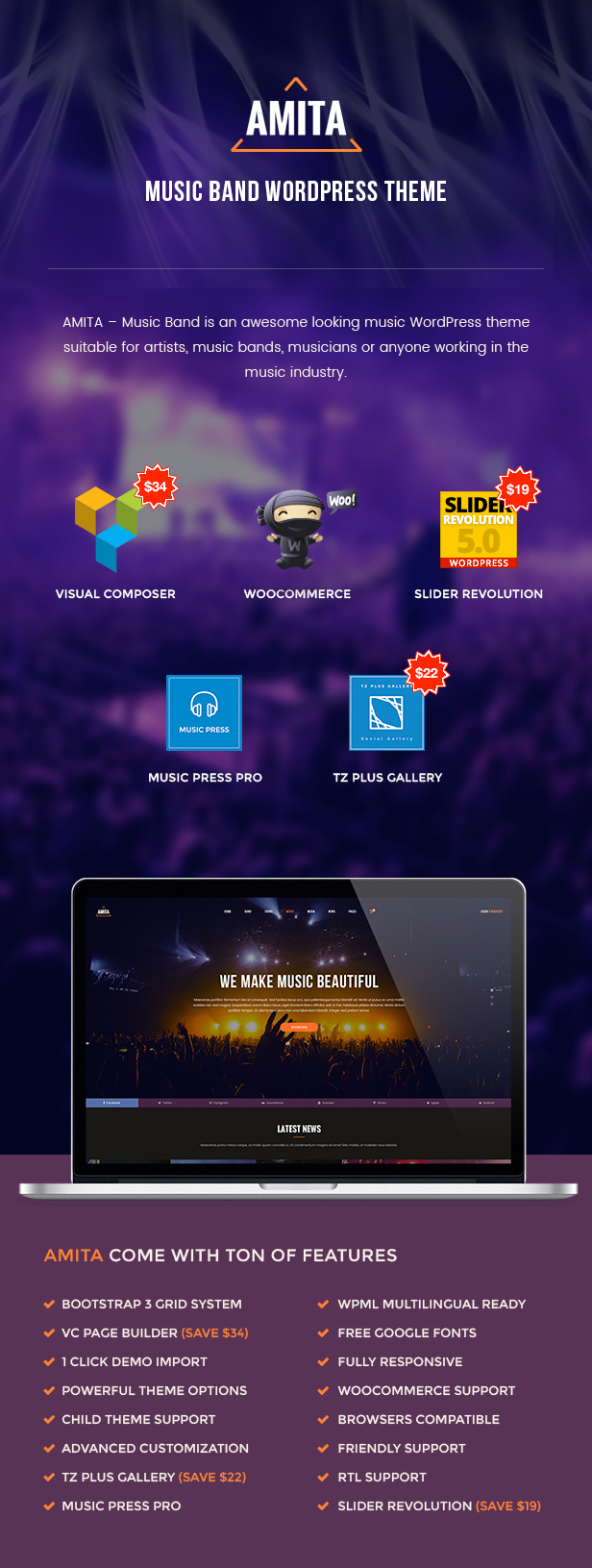 AMITA - Musikband WordPress Template