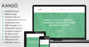Kanso – Reinigen Sie einseitiges Parallax WordPress Template