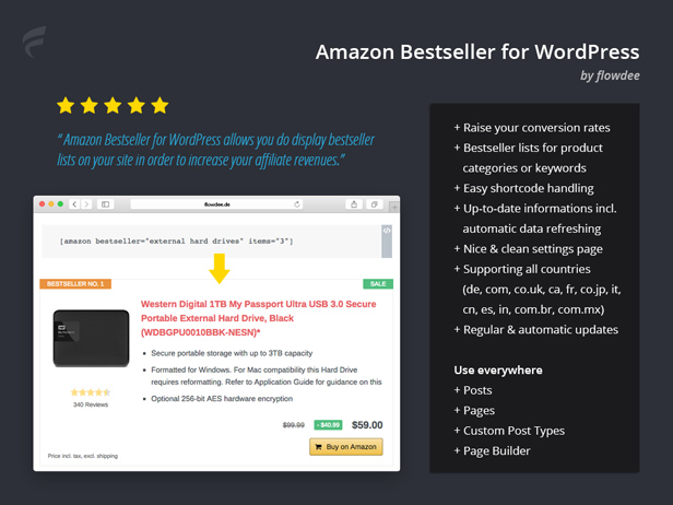 Amazon Bestseller für WordPress - Highlights