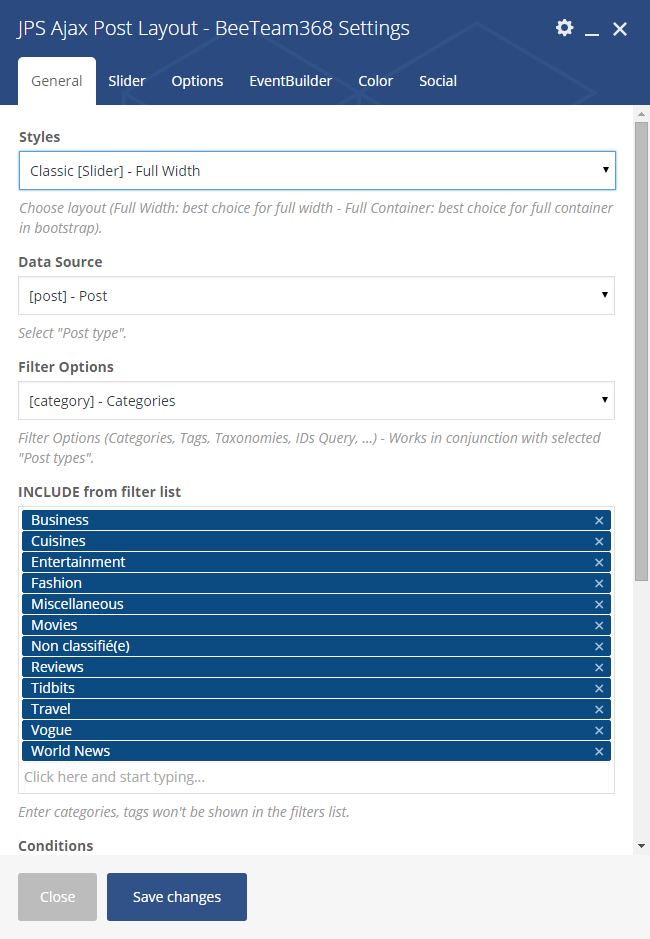 JPS Ajax Beitrag Layout - Addon für Visual Composer