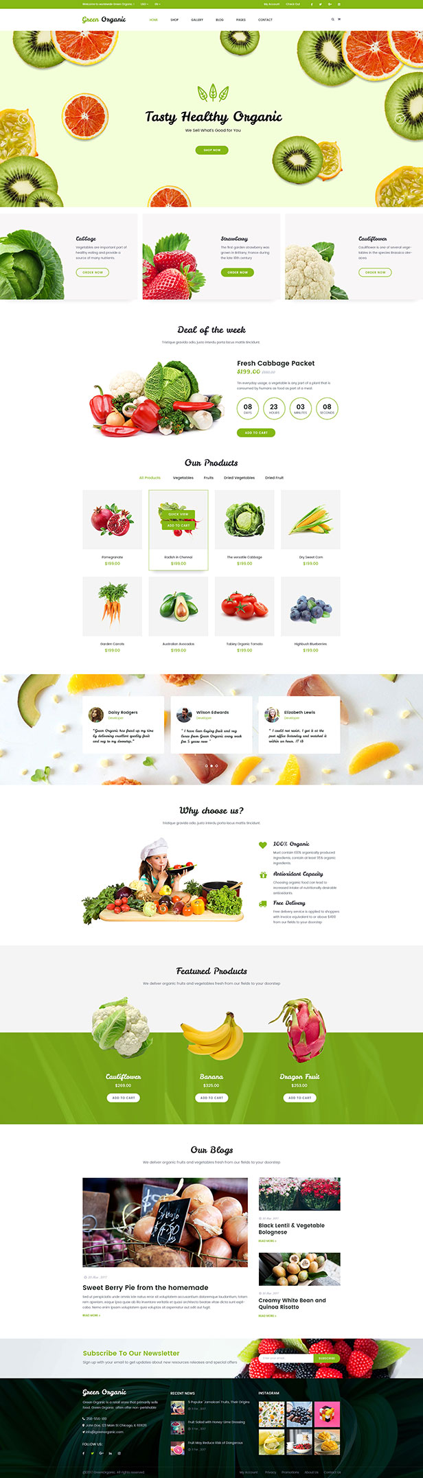 Grün Bio - Bio-Shop & Bäckerei WooCommerce WordPress Template