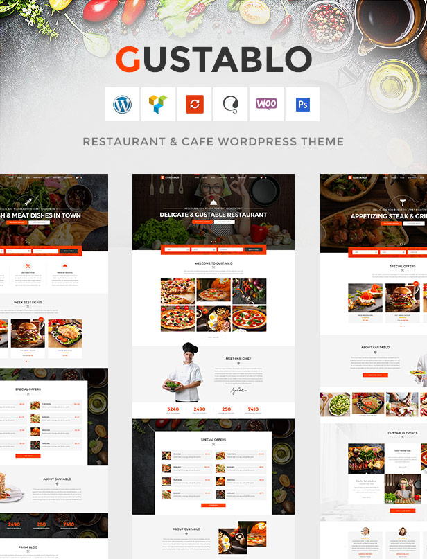 Gustablo | Responsives WordPress-Vorlage für Restaurant & Café