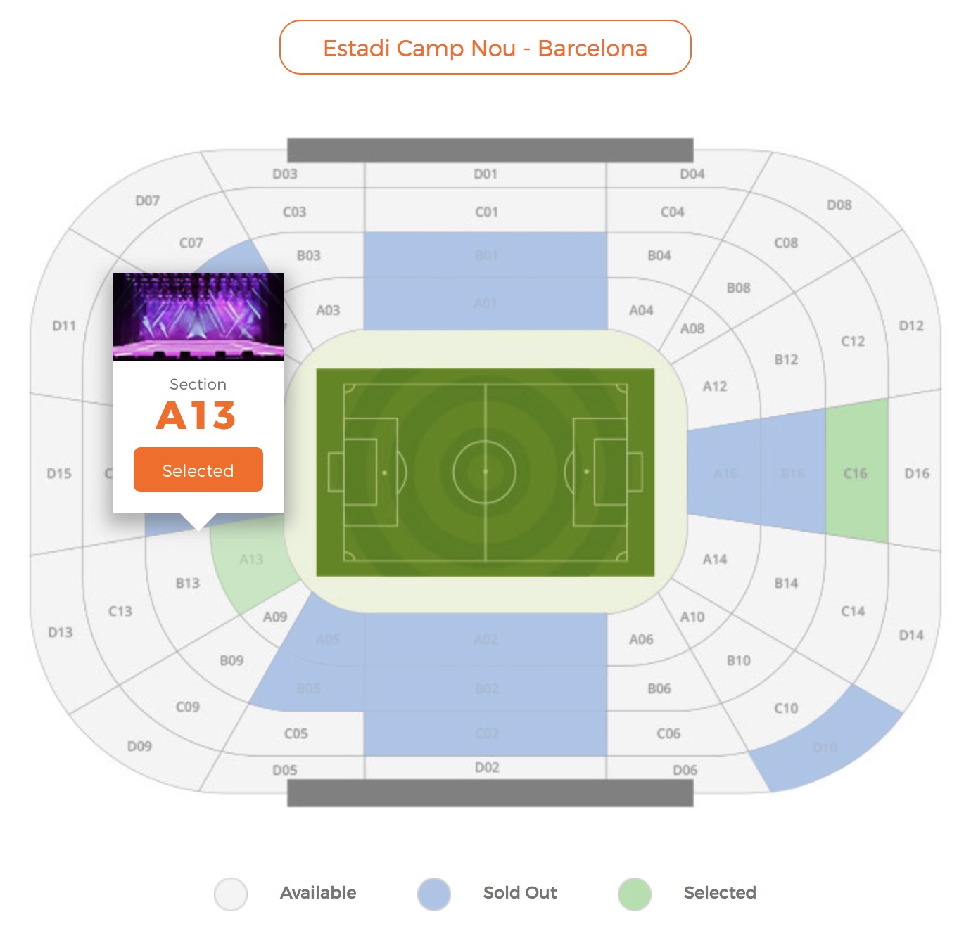 MyTicket - Benutzerdefinierte Stadion, Hall-Design-Beispiel HTML5-Vorlage