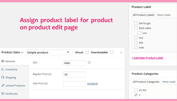 Woocommerce benutzerdefinierte Label