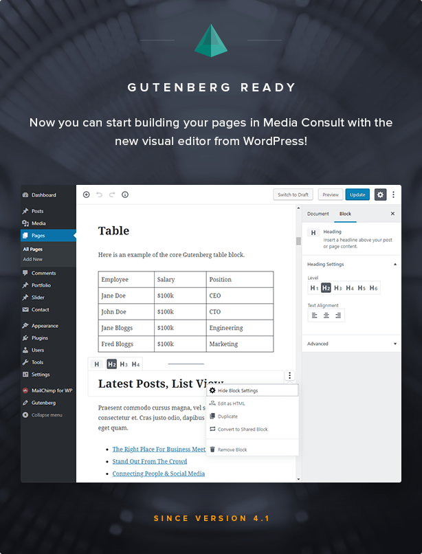 Gutenberg Visual Editor