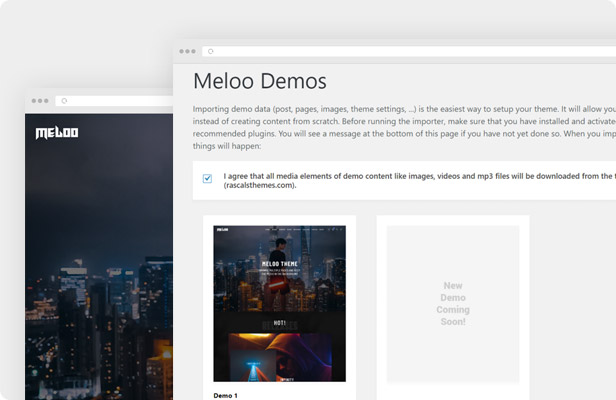 Meloo WordPress Template - Importieren mit einem Klick