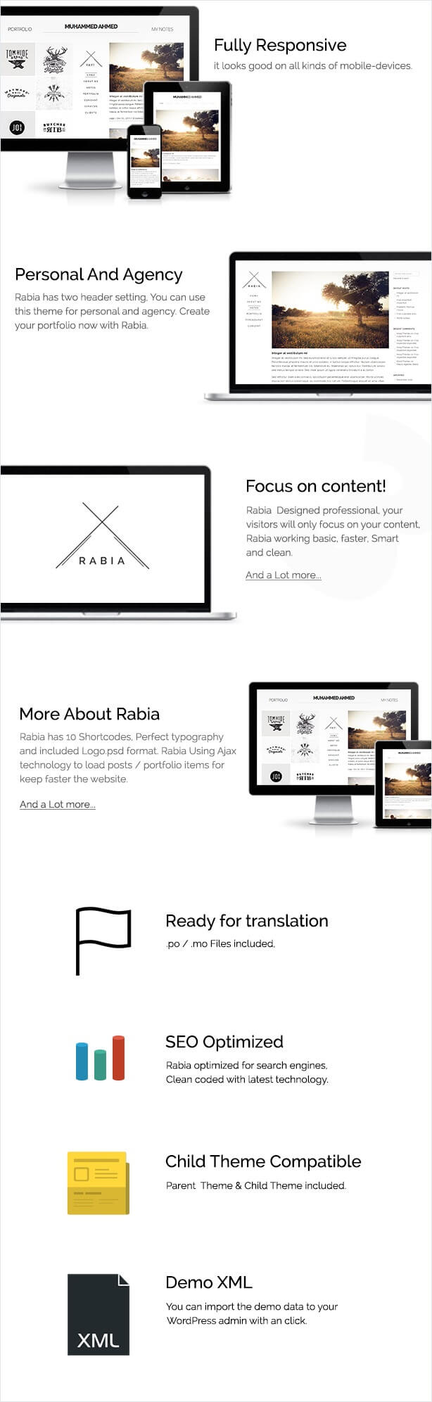 Rabia - Persönliches minimalistisches WordPress Vorlage