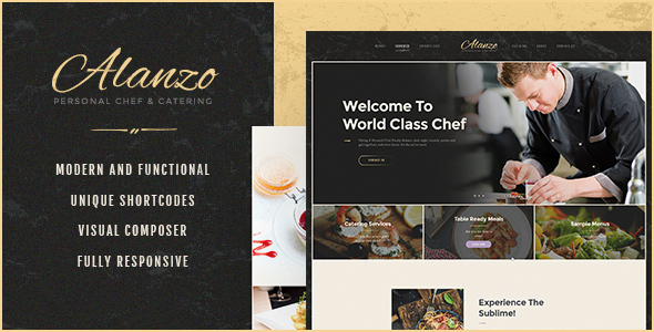 Wordpress Entertainment Template Alanzo | Personal Chef & Catering WordPress Theme
