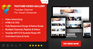 Youtube Video Gallery – Youtube-Kanal für Visual Composer mit Video-Werbung