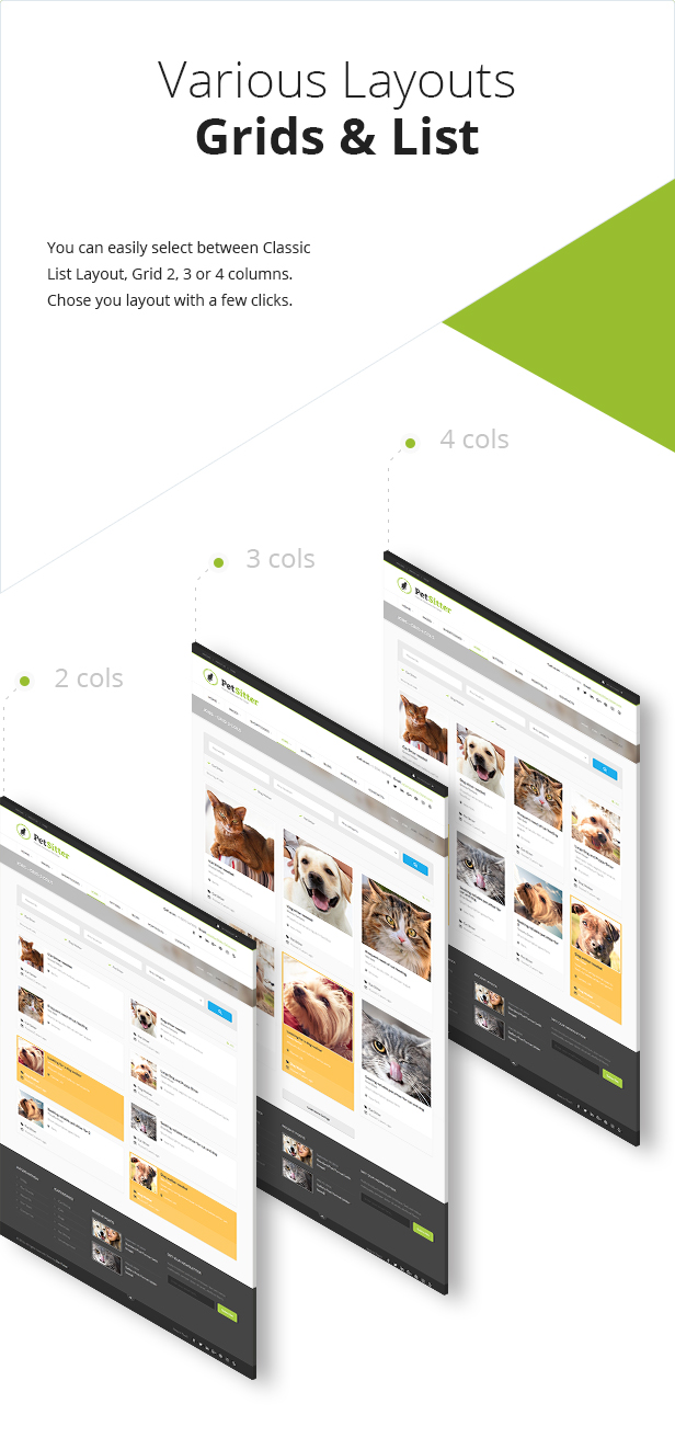 Listen- und Rasteransicht - Pet Sitter WordPress Vorlage Responsive