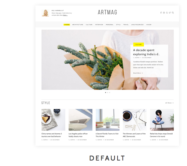 Artmag Magazine & Shop WordPress Layout