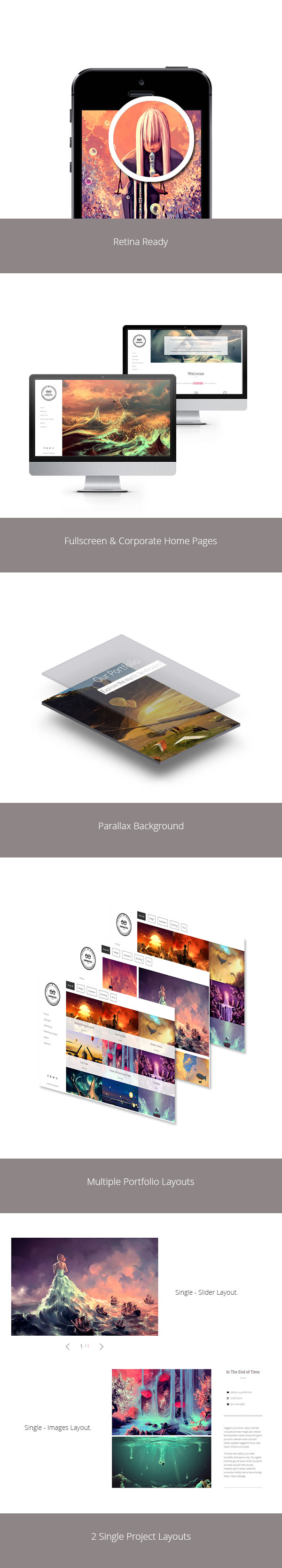 Retina Ready, Parallax, Homepages, Vollbild, Unternehmen, Portfolios, Portfolio-Raster, Portfolio-Mauerwerk, Portfolio-Projekte, Portfolio-Einzelschieberegler, Portfolio-Einzelbilder