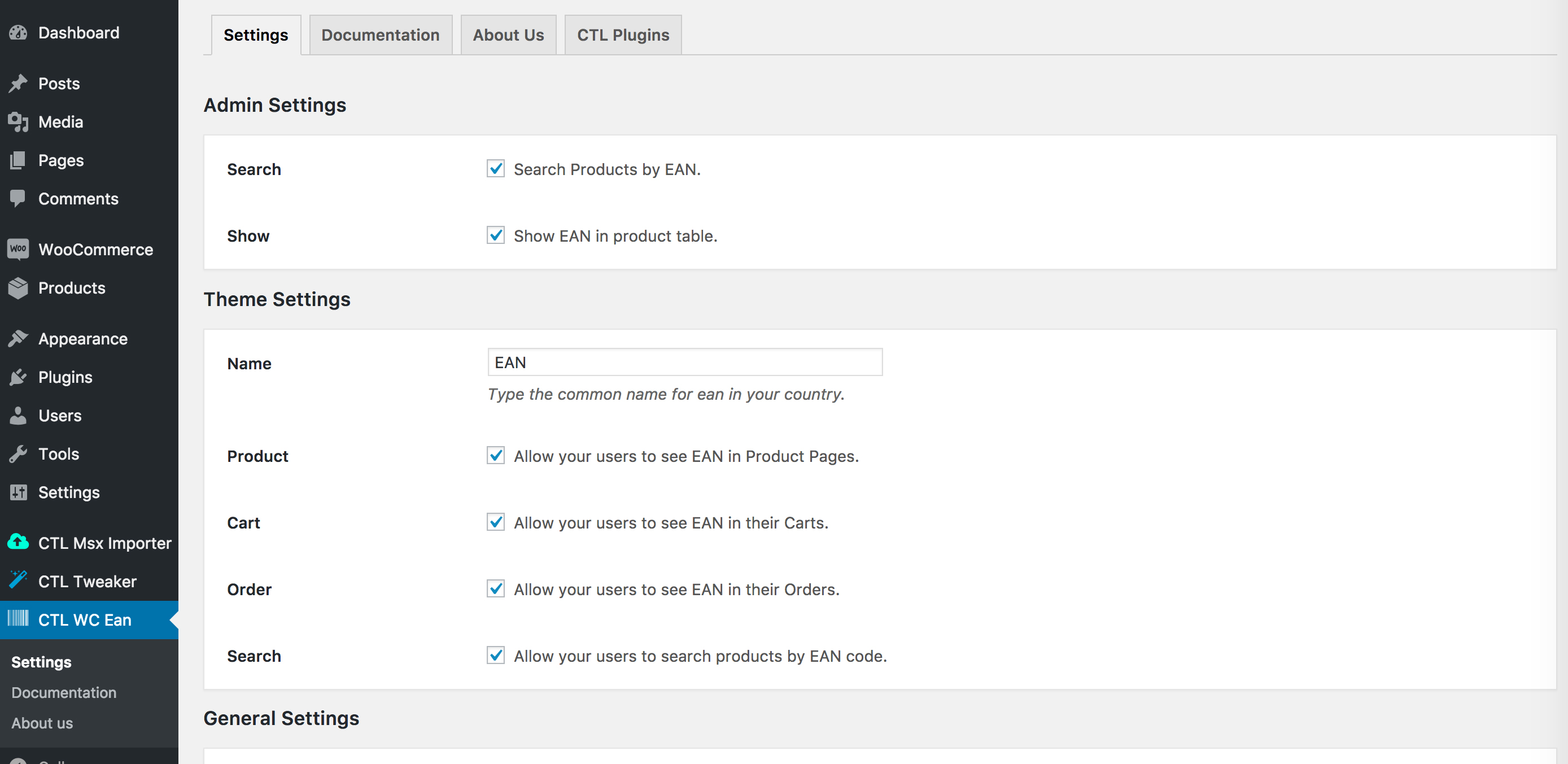 CTL Woocommerce EAN