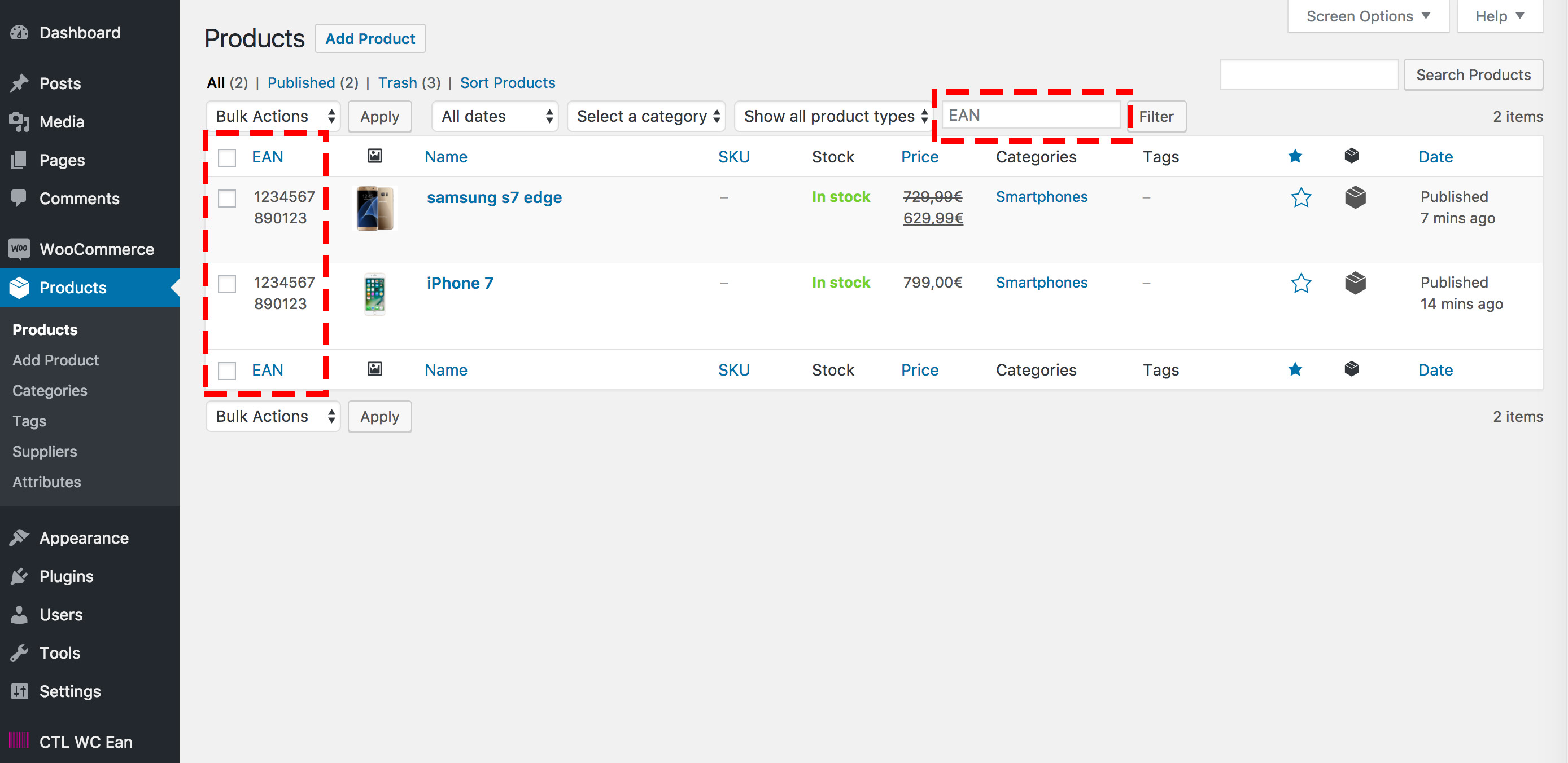CTL Woocommerce EAN