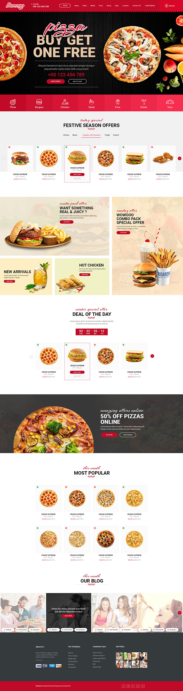 Domnoo - Pizza & Restaurant WordPress-Layout