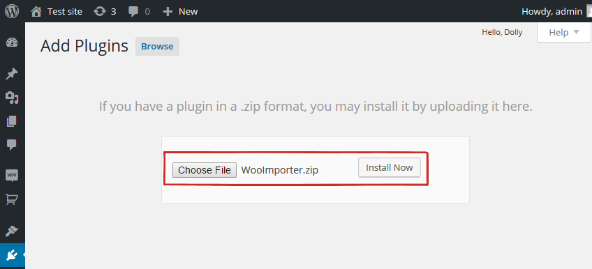 Installieren des Woocommerce-Importers