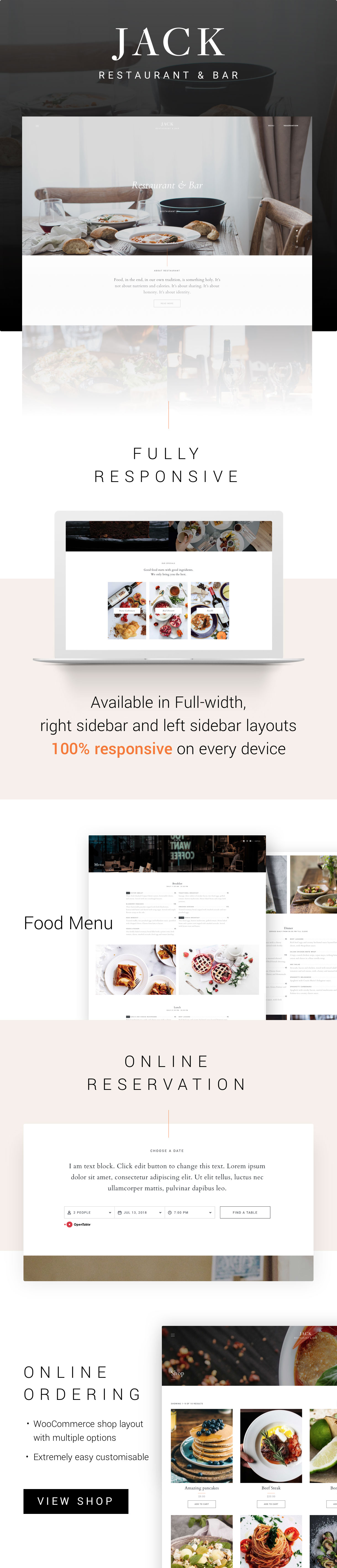 WordPress-Vorlage für das Restaurant