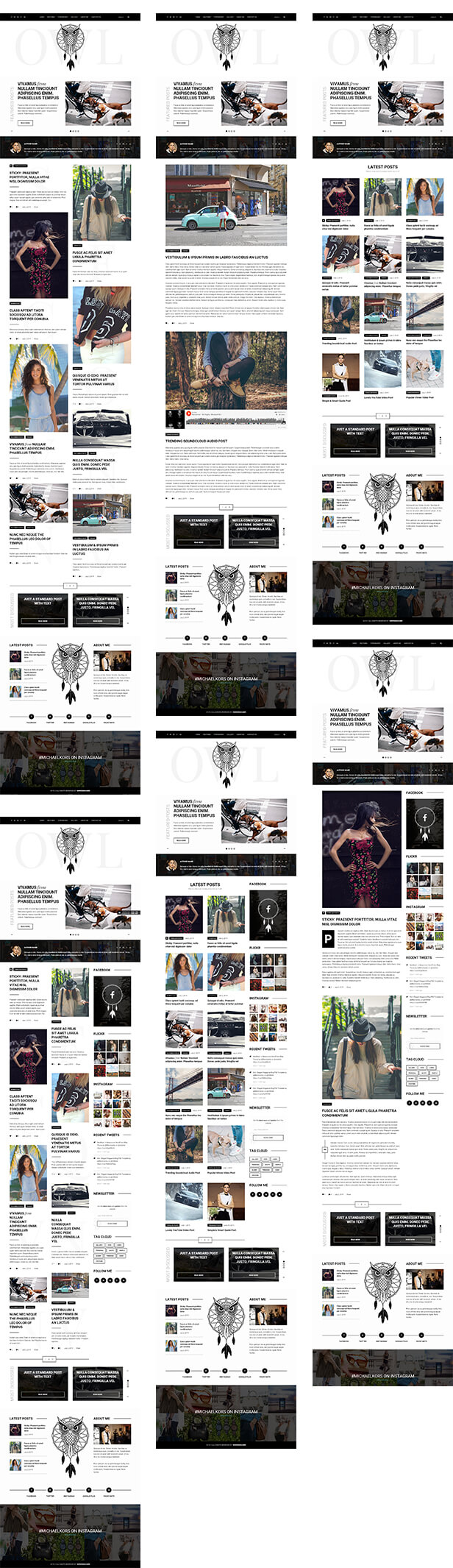 Eulenmotiv Blog-Layouts