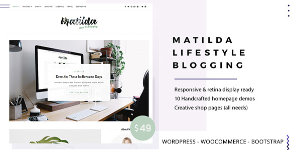 Wordpress Blog Template Matilda | Lifestyle Minimal WordPress Blog Theme