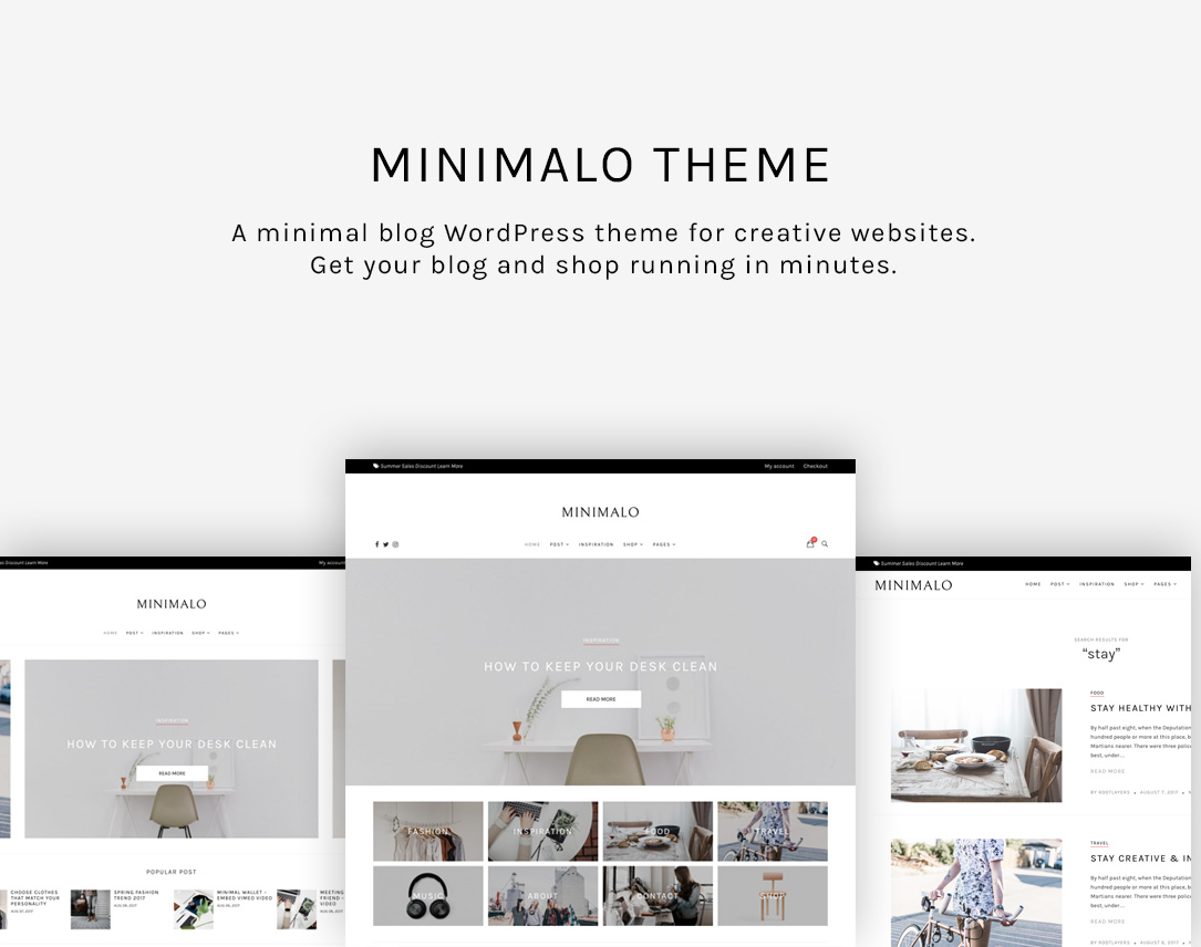Minimalo - Ein minimales Blog-WordPress-Layout für kreative Websites
