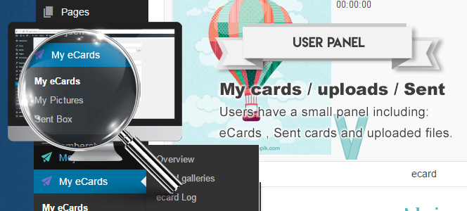 Benutzer haben ein Panel, um ihre eCards anzuzeigen