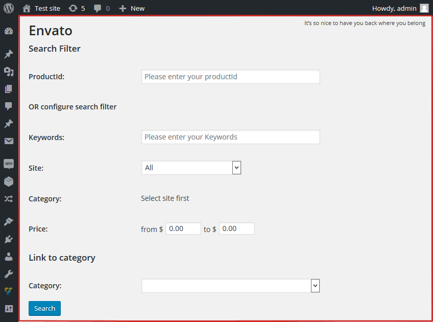 Suchfilter envato WooImporter