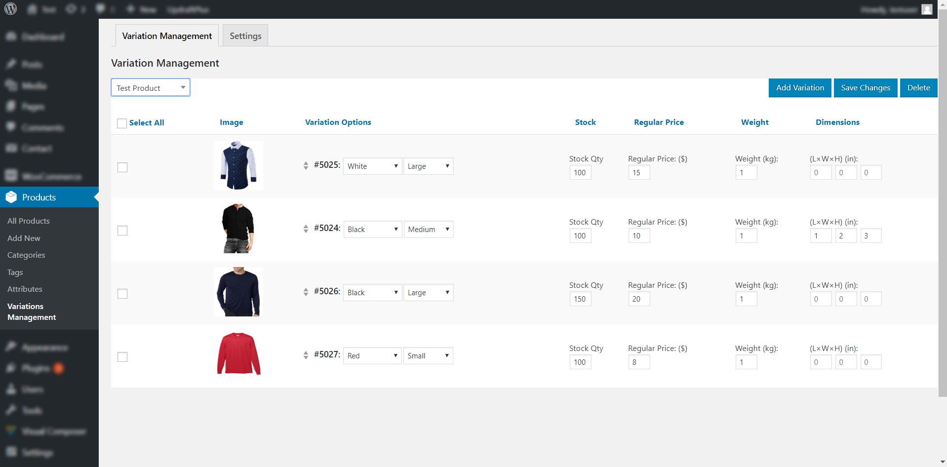 WooCommerce Easy Variations Management