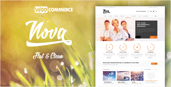 Wordpress Corporate Template Nova - Flat & Clean Responsive Theme