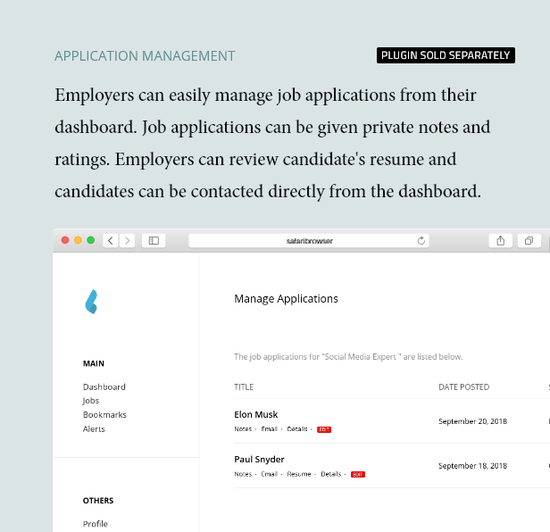 Job Applications Management - Dashboard
