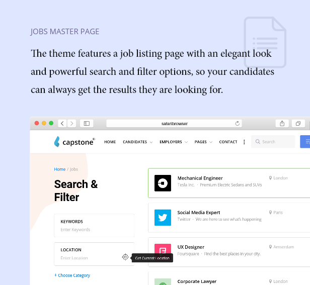 Job Master Listing Seite
