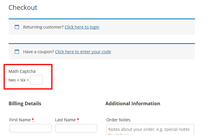 Math Captcha für WooCommerce