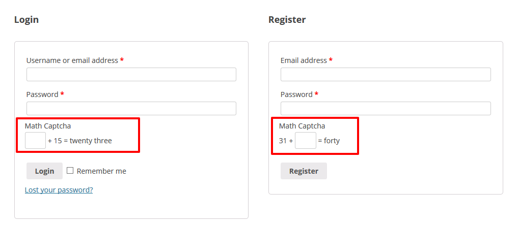 Math Captcha für WooCommerce