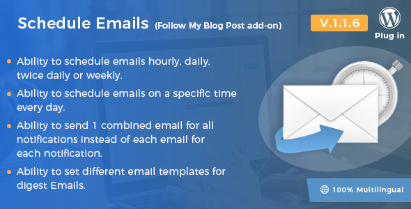 Wordpress Add-On Plugin Schedule Emails - Follow My Blog Post add-on