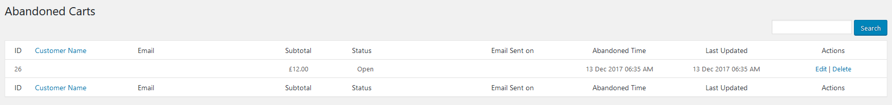WooCommerce Guest Abandoned Cart-Beispiel