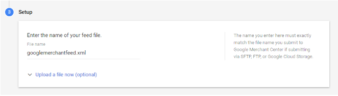 Geben Sie den Dateinamen des Feeds ein