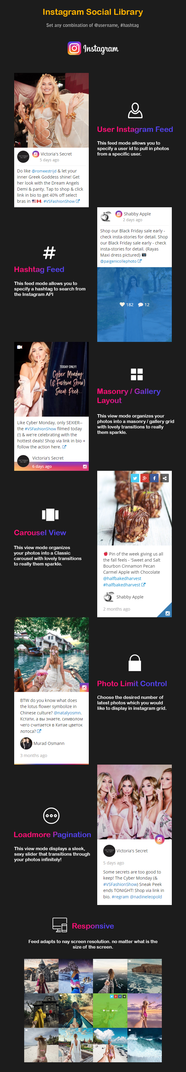 Elementor - Instagram Social Stream Gitter mit Karussell