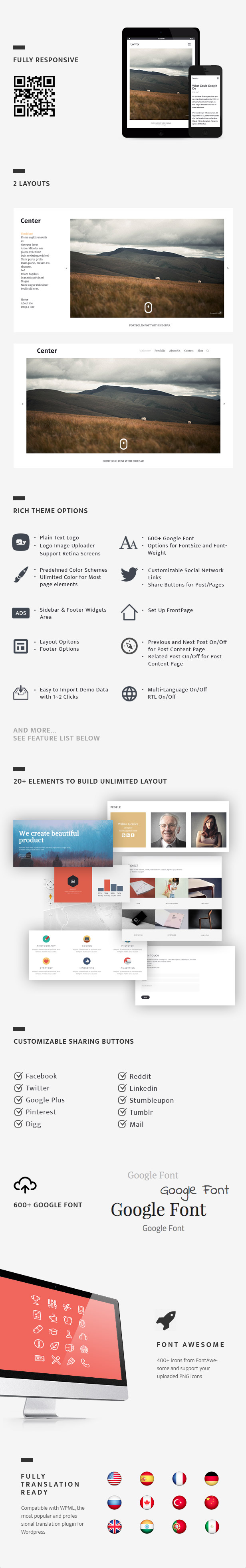 Center Portfolio / Gallery Responsive WordPress Layout