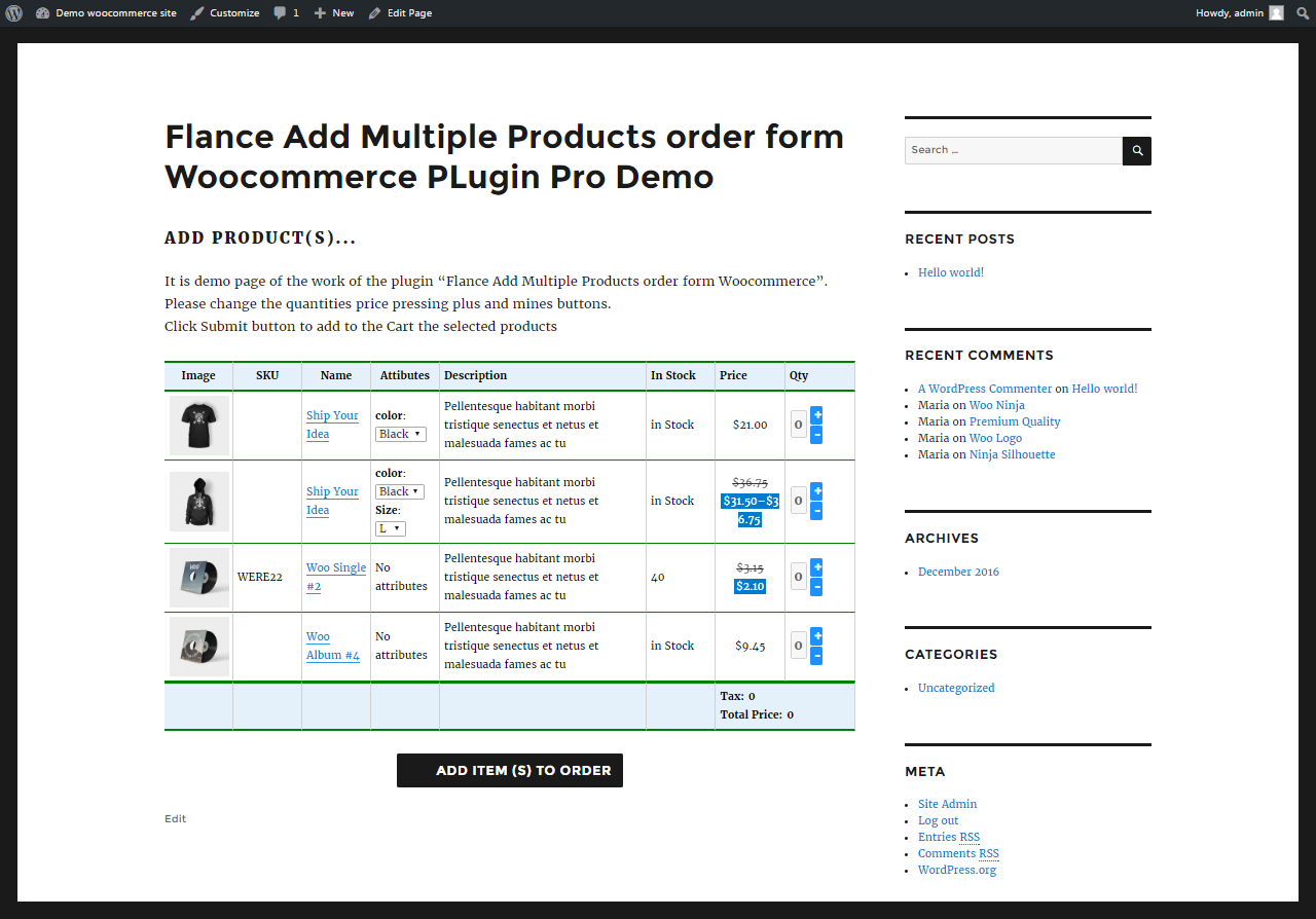 Flance Mehrere Artikel hinzufügen Bestellformular PRO Woocommerce PLugin - 3