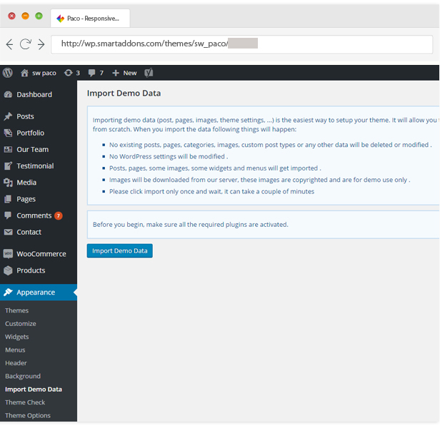 Paco - Responsive WooCommerce WordPress Template - Demo mit nur einem Klick