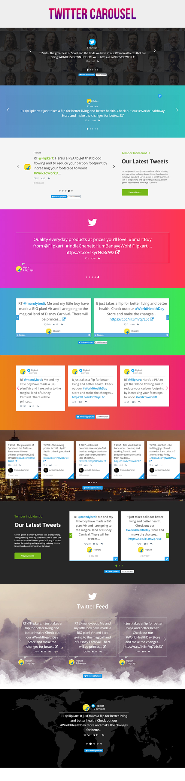 Visual Composer - Twitter-Feed-Stream-Gitter mit Karussell