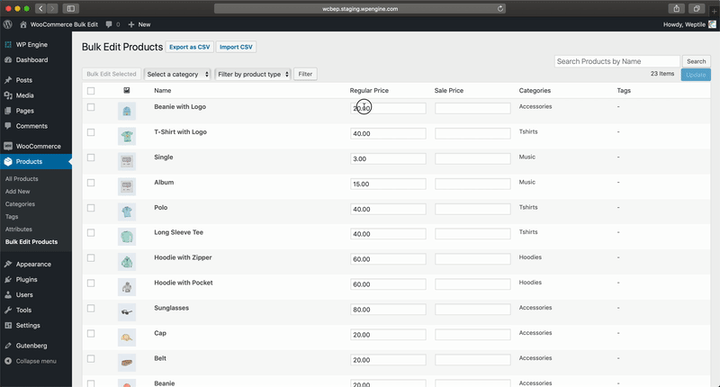 WooCommerce Bulk Produktpreise bearbeiten - 2