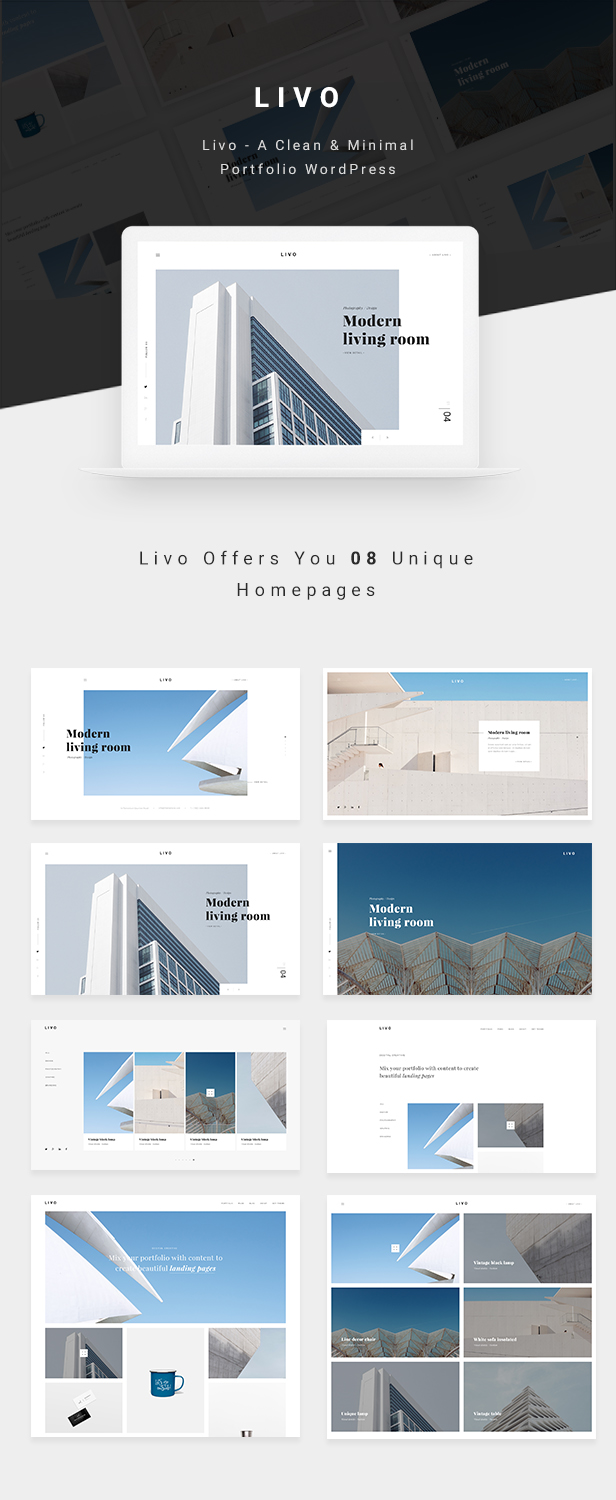Livo - Ein sauberes und minimales Portfolio WordPress-Vorlage - 1