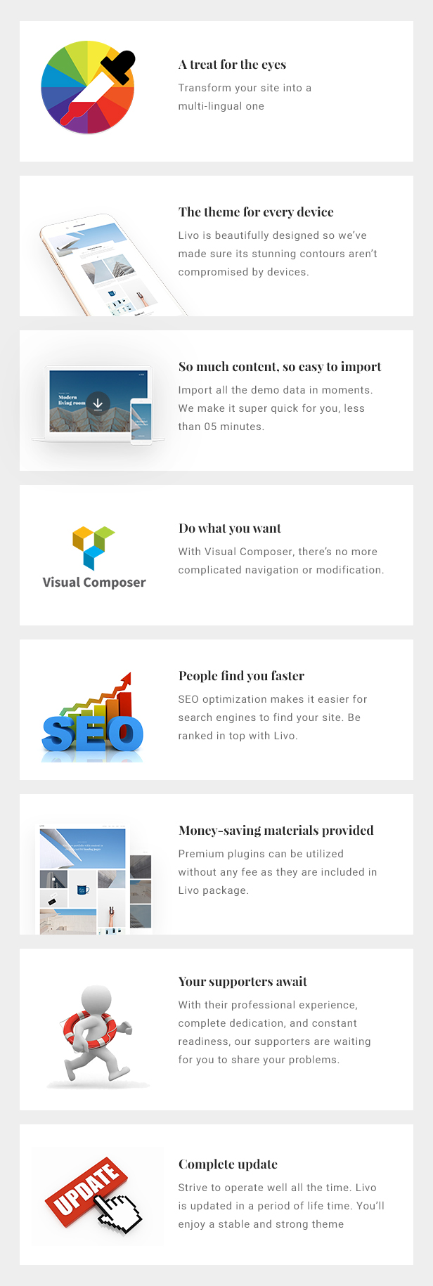 Livo - Ein sauberes und minimales Portfolio WordPress-Vorlage - 6