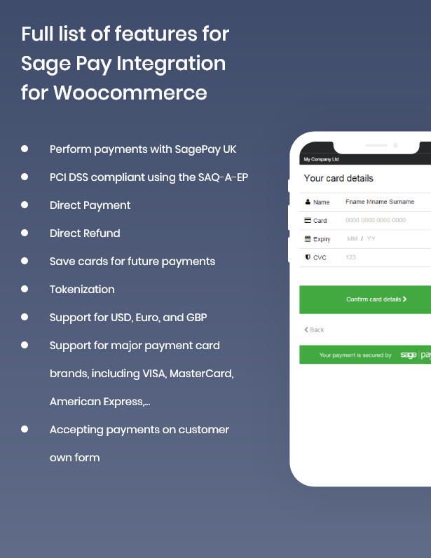 Sage Pay-Integrationsfunktionen