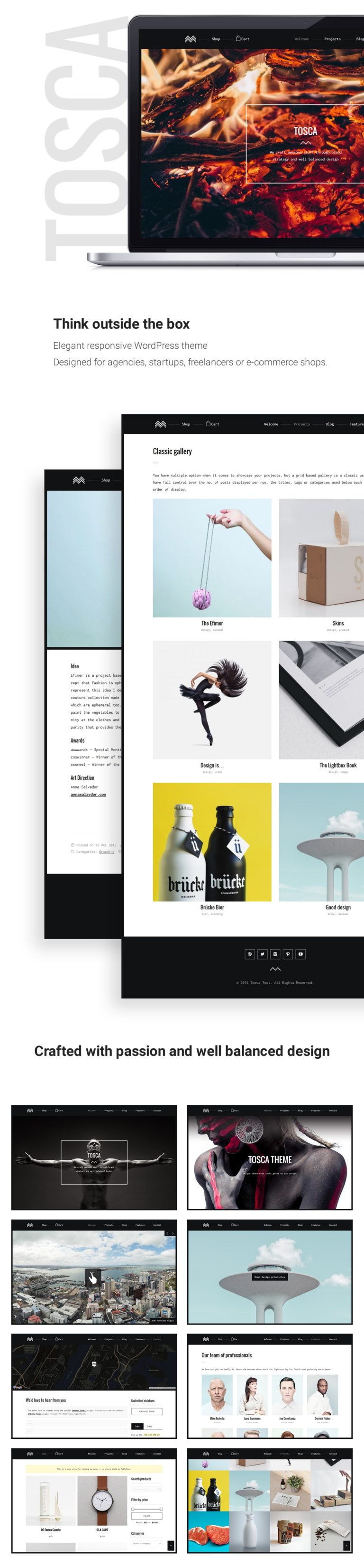 Tosca – Ein frisches kreatives Portfolio und E-Commerce-WordPress-Vorlage