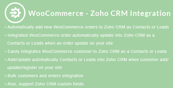 Wordpress E-Commerce Plugin WooCommerce - Zoho CRM Integration