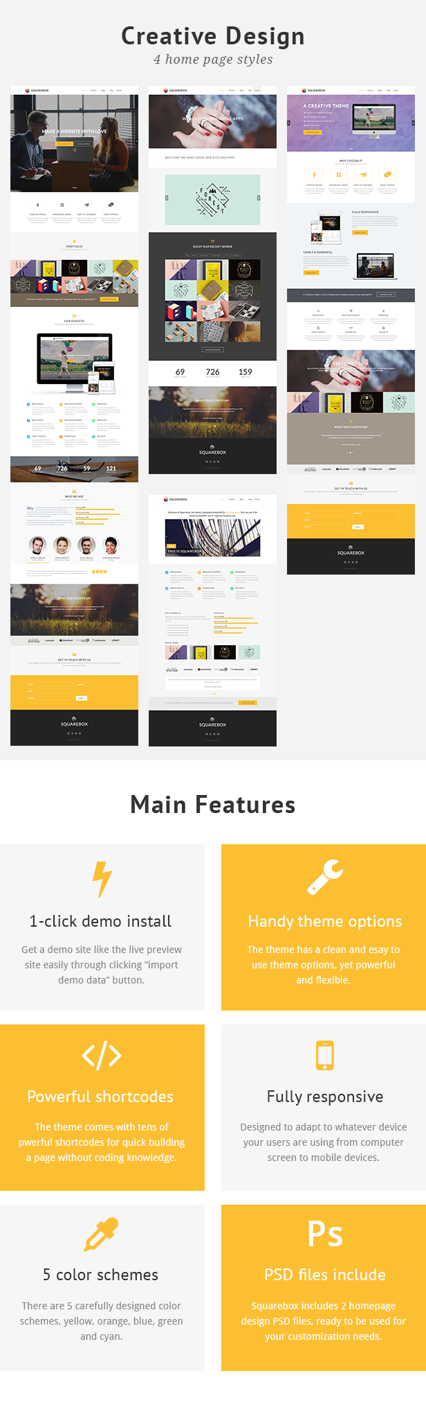 Squarebox - Kreatives Mehrzweck-WordPress-Template - 1