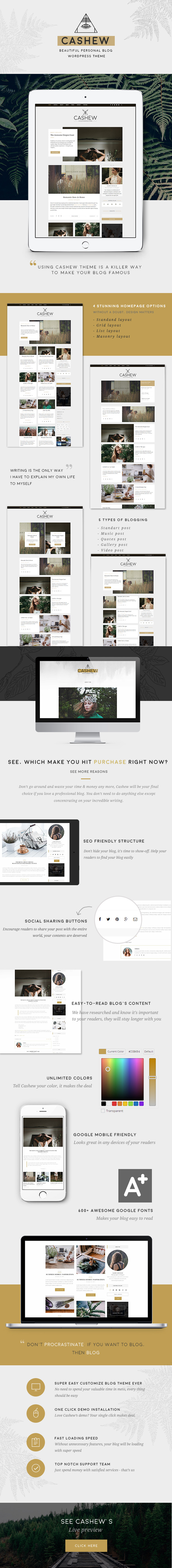 Cashew - Ein persönliches Blog WordPress Template - 1
