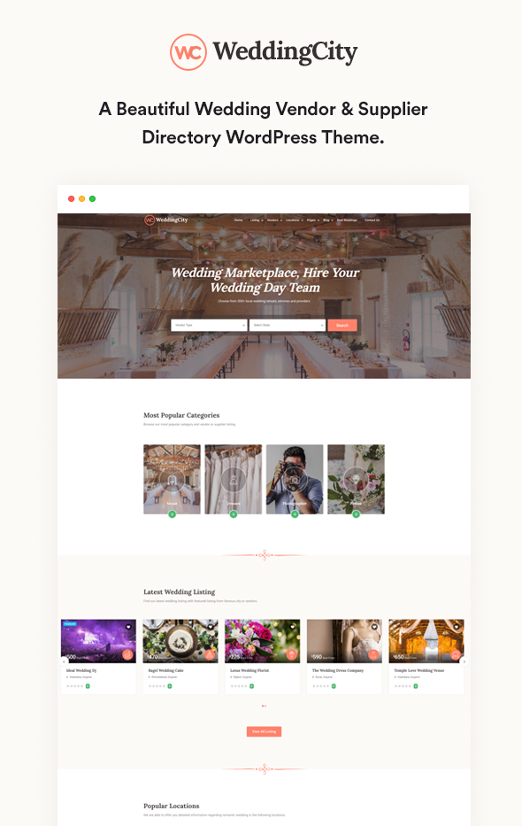 Hochzeitsanbieter - Verzeichnis & Listing WordPress Vorlage 