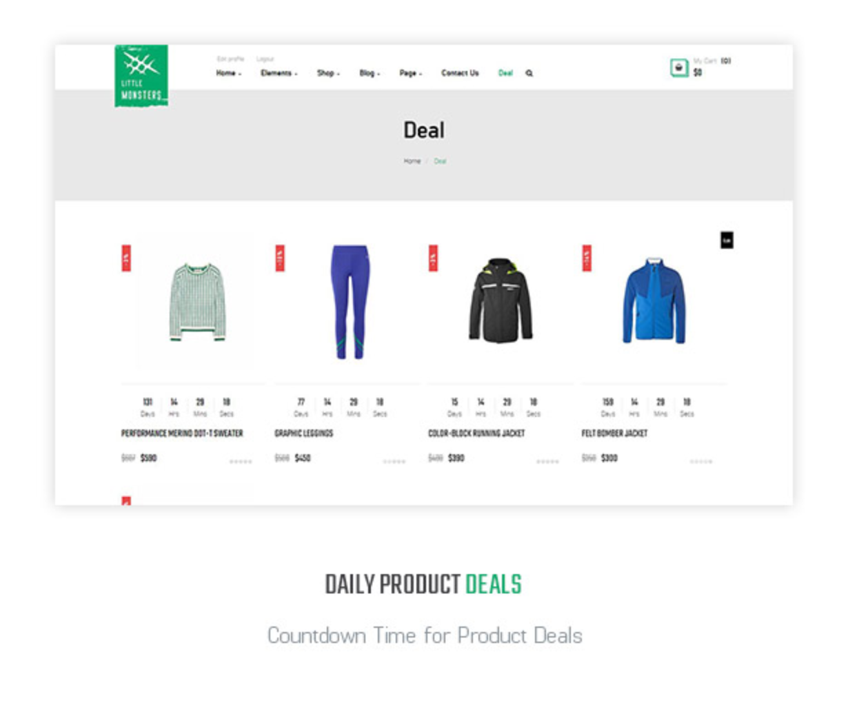 Littlemonsters Daily Deal Sportgeschäft Woocommerce WordPress-Themes